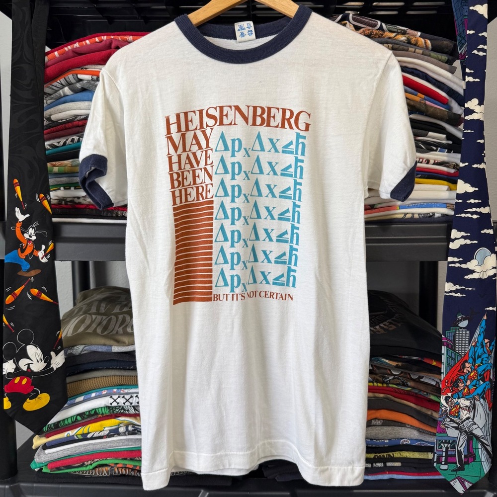 Vintage White Heisenberg Uncertainty Principle Science Ringer T Shirt Medium